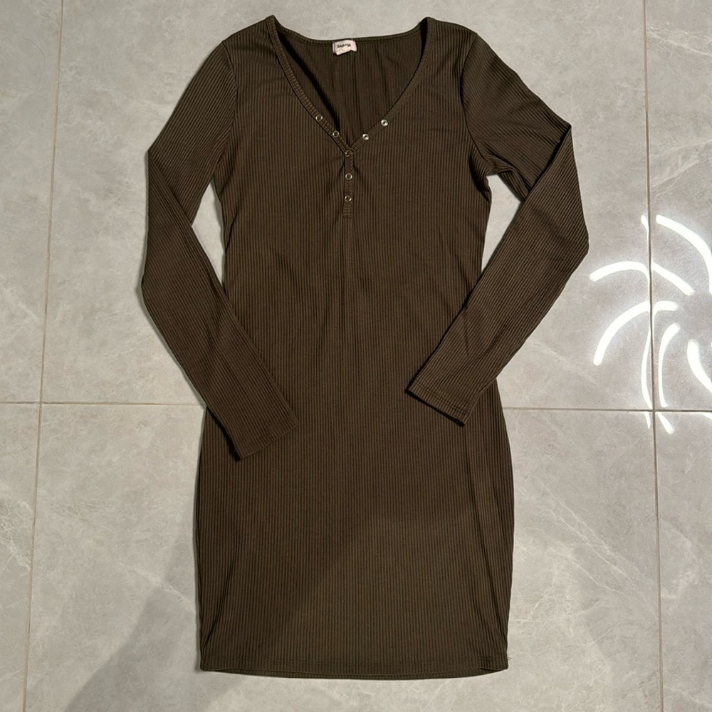 Garage Small Army Green Bodycon Long sleeve Dress